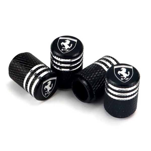 5Pcs Black Laser Etched Tire Valve Caps For Ferrari