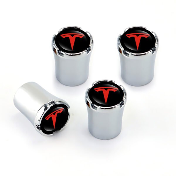 5Pcs Chrome Aluminium Tire Valve Caps For Tesla - Image 2