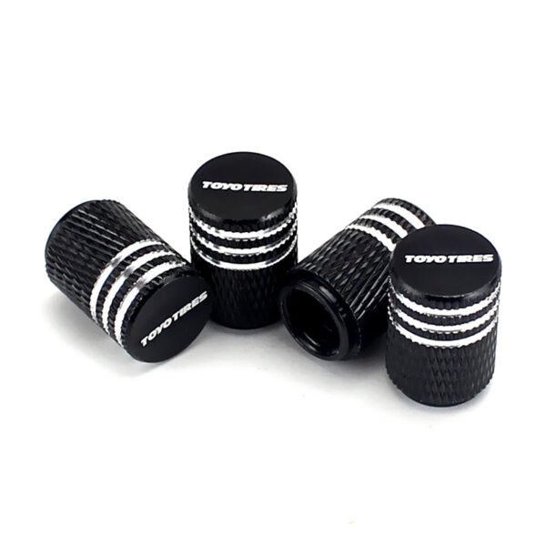 5Pcs Black Laser Etched Tire Valve Caps For Toyo