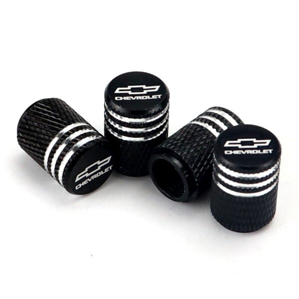 5Pcs Black Laser Etched Tire Valve Caps For Chevrolet