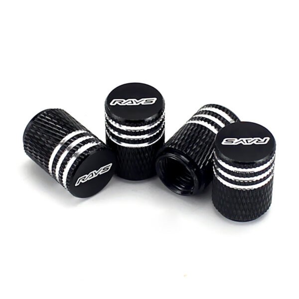 5Pcs Black Laser Etched Tire Valve Caps For Rays