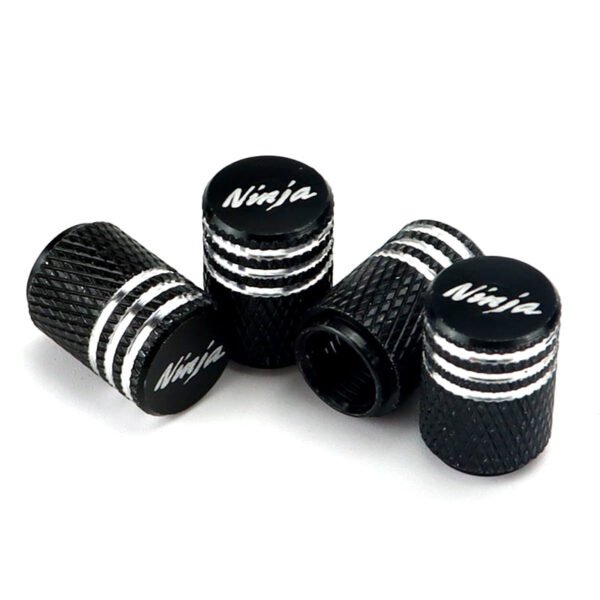 5Pcs Black Laser Etched Tire Valve Caps For Kawasaki Ninja