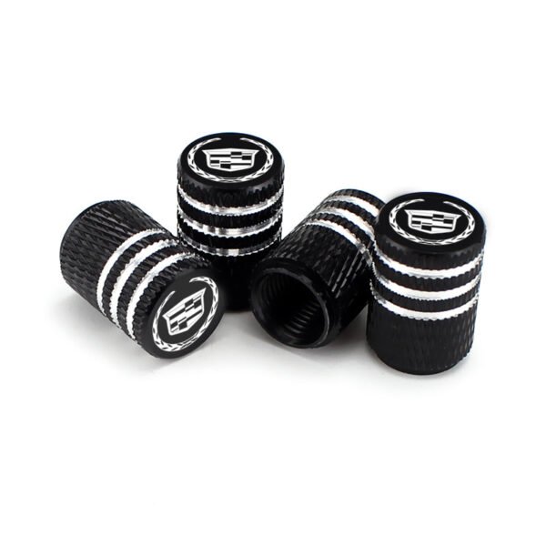5Pcs Black Laser Etched Tire Valve Caps For Cadillac