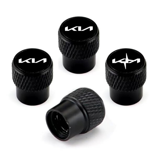 Kia Laser Engraved on Black Tire Valve Caps - Extra Spare Cap Total 5 Caps - Image 2