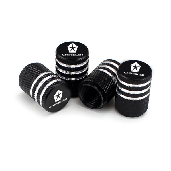 5Pcs Black Laser Etched Tire Valve Caps For Chrysler