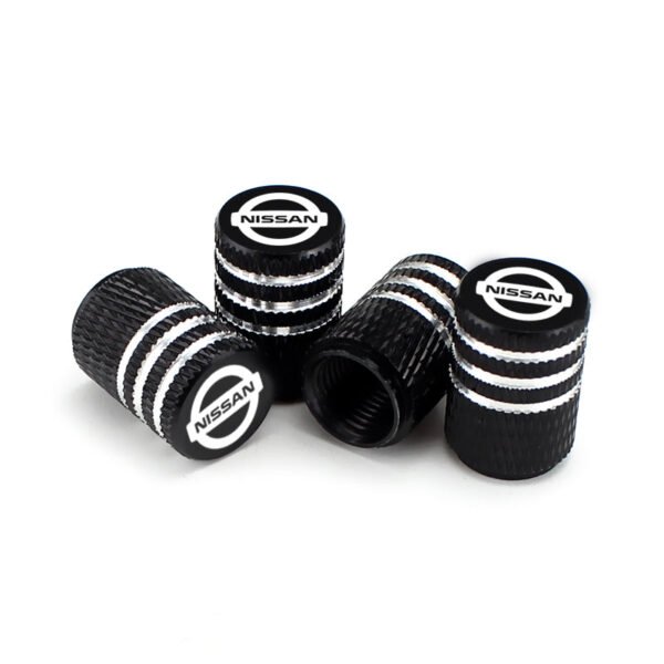 5Pcs Black Laser Etched Tire Valve Caps For Nissan