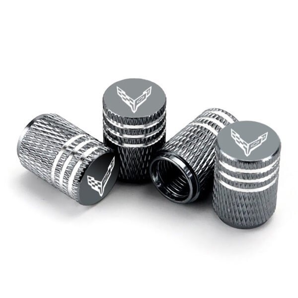 5Pcs Grey Laser Etched Tire Valve Caps For Corvette C8
