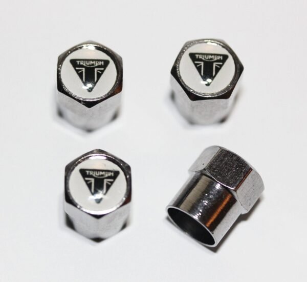 Triumph White Tire Valve Caps - Plus Free Extra Cap