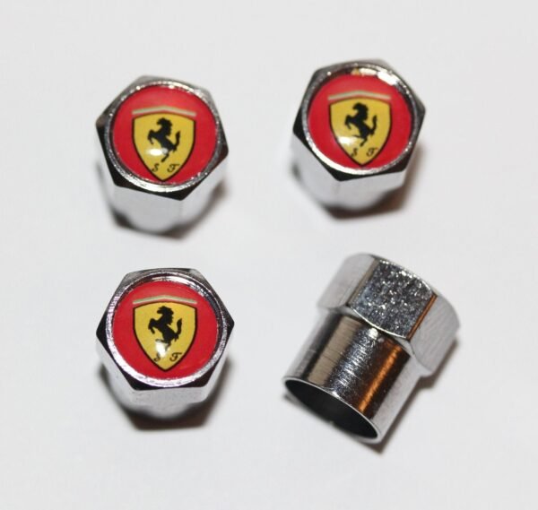 Ferrari Red Tire Valve Stem Caps - Plus Free Extra Cap