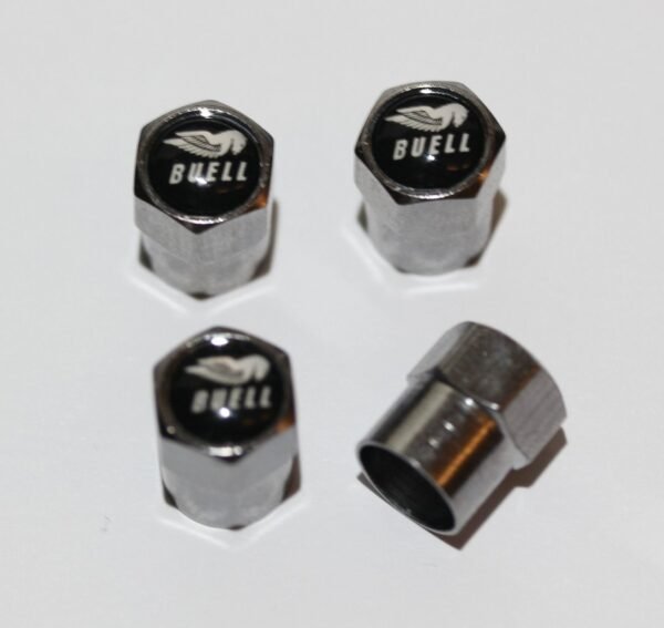 Buell Black Motorcycle Tire Valve Caps - Plus Free Extra Cap