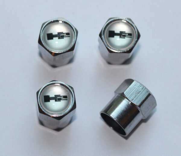 Hummer H2 Silver Tire Valve Caps - Plus Free Extra Cap