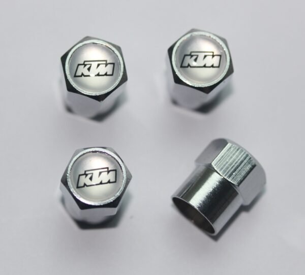 KTM Silver Tire Valve Stem Caps - Plus Free Extra Cap