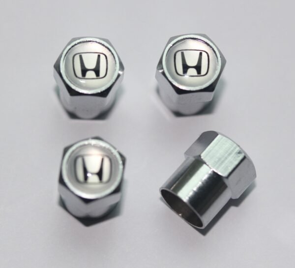 Honda Silver Tire Valve Stem Caps - Plus Free Extra Cap