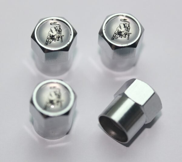 Lamborghini Logo Silver Tire Valve Caps - Plus Free Extra Cap