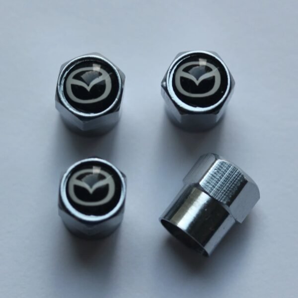 Mazda Black Tire Valve Stem Caps - Plus Free Extra Cap