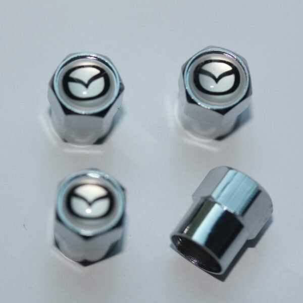 Mazda Silver Tire Valve Stem Caps - Plus Free Extra Cap