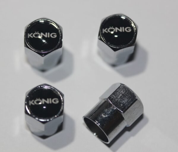 Konig Black Tire Valve Caps - Plus Free Extra Cap