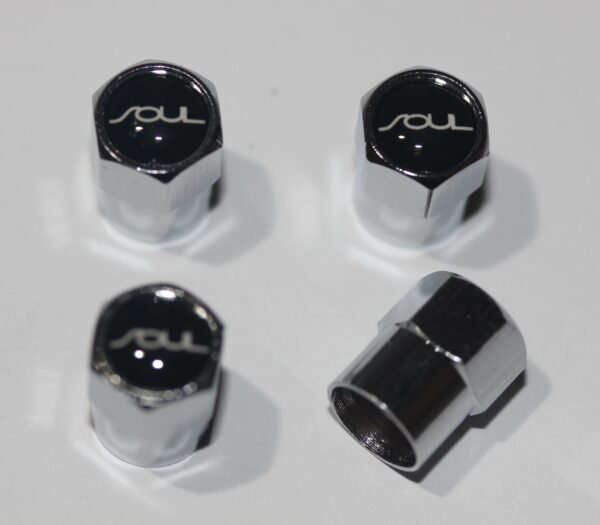 Kia Soul Black Tire Valve Stem Caps - Plus Free Extra Cap