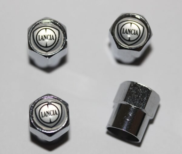 Lancia Silver Tire Valve Caps - Plus Free Extra Cap