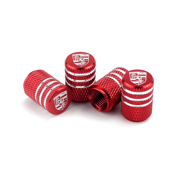 5Pcs Red Laser Etched Tire Valve Caps For Porsche