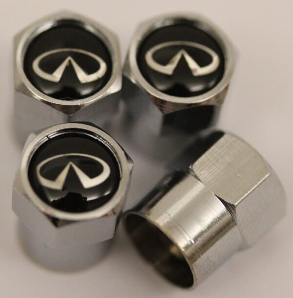 Infiniti Black Tire Valve Stem Caps - Plus Free Extra Cap
