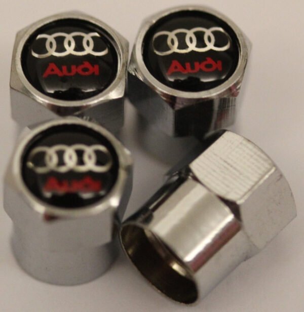 Audi Black Tire Valve Stem Caps - Plus Free Extra Cap