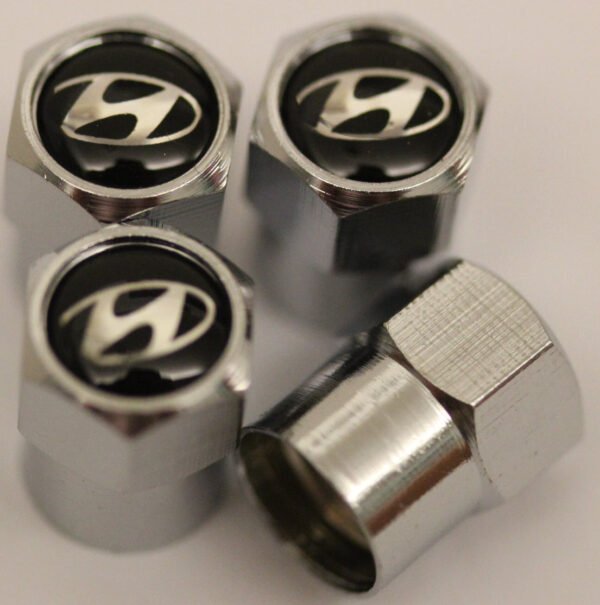 Hyundai Black Tire Valve Stem Caps - Plus Free Extra Cap