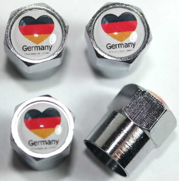 Germany Flag Tire Valve Stem Caps - Plus Free Extra Cap