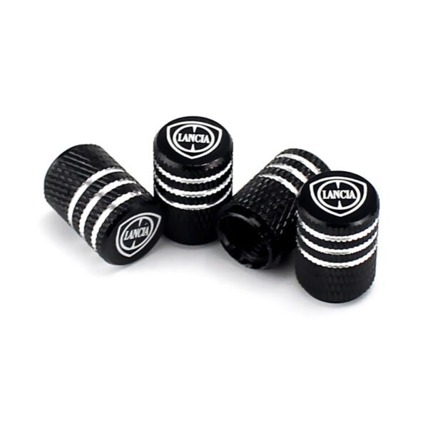 5Pcs Black Laser Etched Tire Valve Caps For Lancia