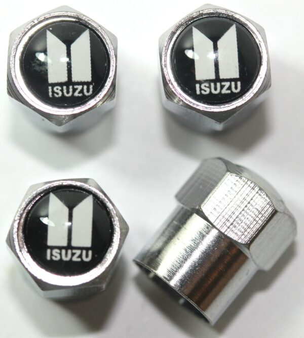 Isuzu Black Tire Valve Stem Caps - Plus Free Extra Cap