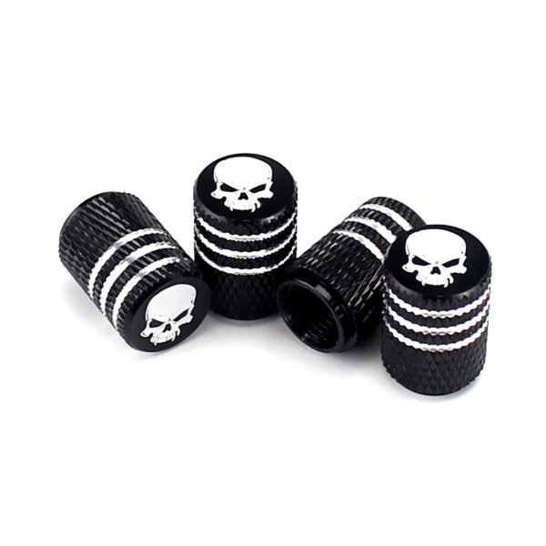 5Pcs Black Laser Etched Tire Valve Caps For Skull