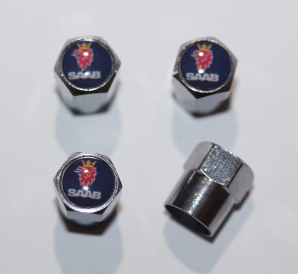 Saab Blue Tire Valve Caps - Plus Free Extra Cap