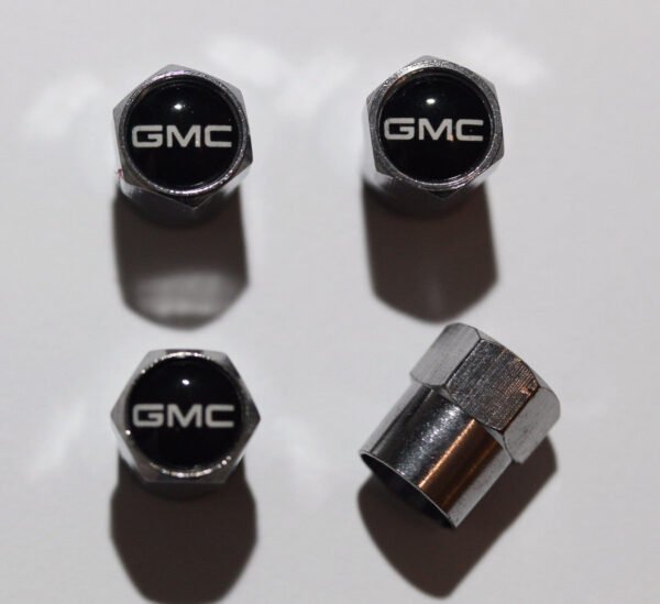 GMC Black & White Valve Stem Caps - Plus Free Extra Cap