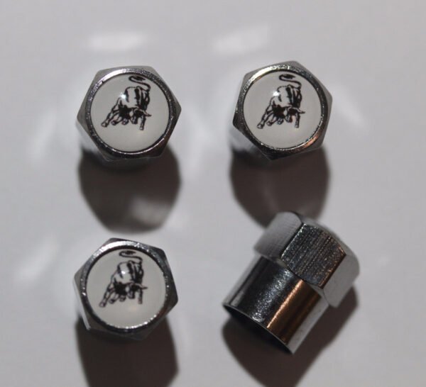Lamborghini Logo White Tire Valve Caps - Plus Free Extra Cap