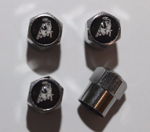 Lamborghini Logo Black Tire Valve Caps - Plus Free Extra Cap