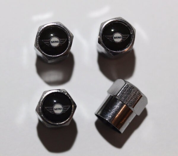 Mini Cooper Black Tire Valve Caps - Plus Free Extra Cap