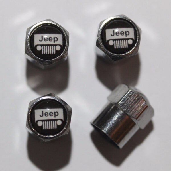 Jeep Grilled Black Tire Valve Stem Caps - Plus Free Extra Cap