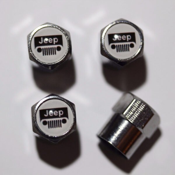 Jeep Grilled White Tire Valve Stem Caps - Plus Free Extra Cap