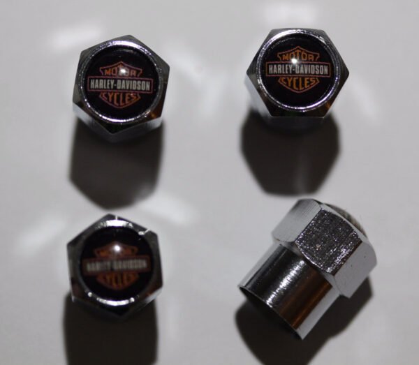 Harley Davidson Black Tire Valve Caps - Plus Free Extra Cap
