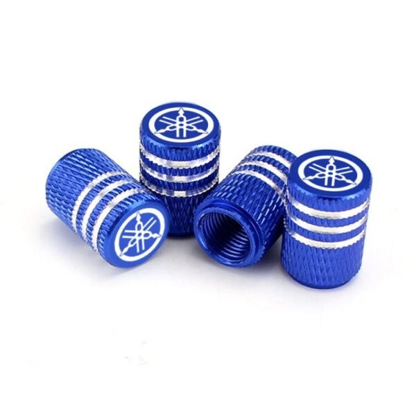 5Pcs Blue Laser Etched Tire Valve Caps For Yamaha