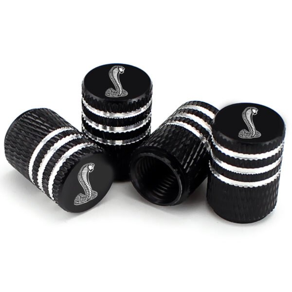 5Pcs Black Laser Etched Tire Valve Caps For Mustang Cobra