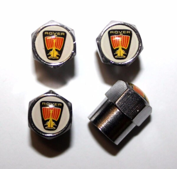Rover White Tire Valve Caps - Plus Free Extra Cap
