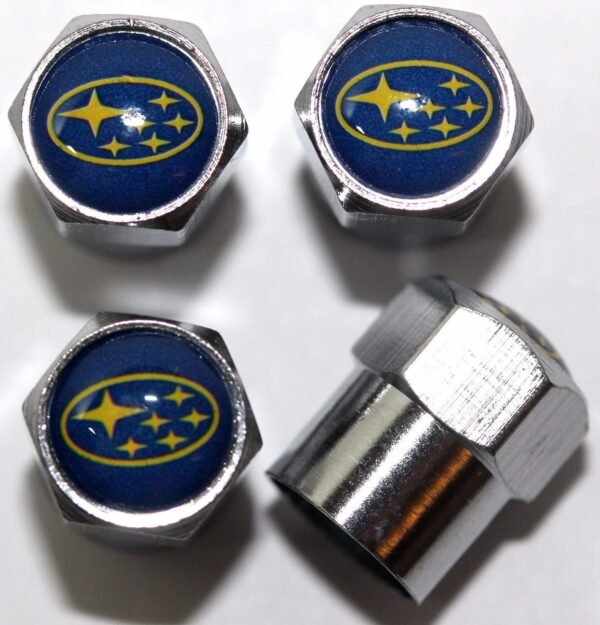Subaru Blue Tire Valve Caps - Plus Free Extra Cap