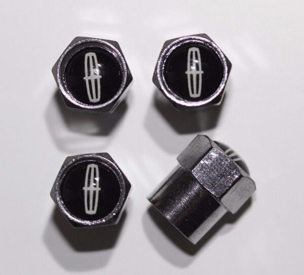 Lincoln Black Tire Valve Caps - Plus Free Extra Cap