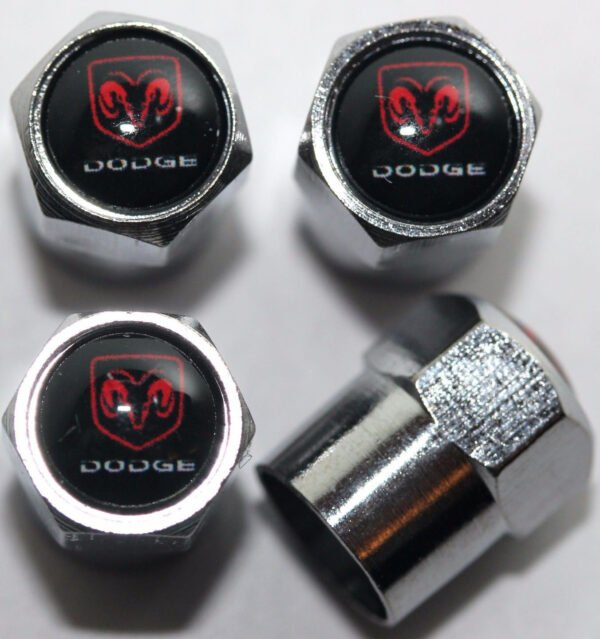 Dodge Black Tire Valve Caps - Plus Free Extra Cap